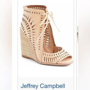 Jeffrey Campbell Rodillo Cutout Hi Wedge Peep Sandals Nude Size 9